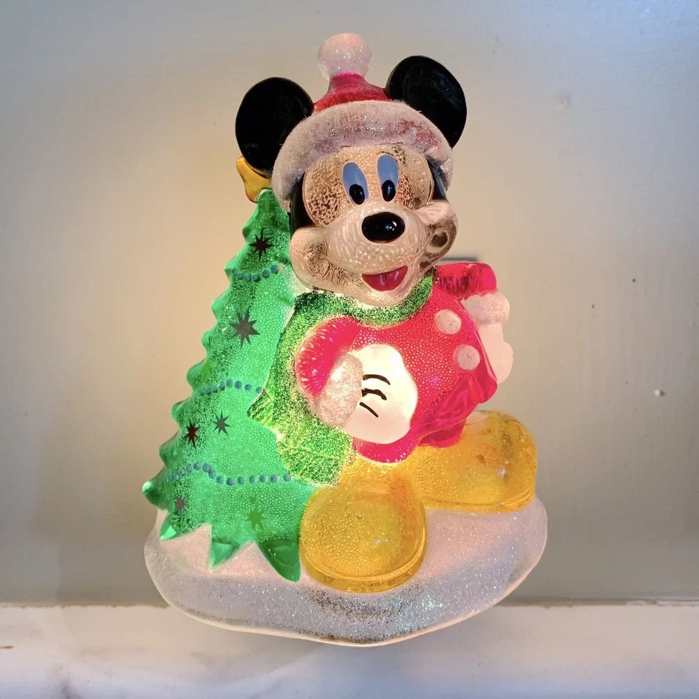 Disney's Mickey Mouse with Christmas Tree Decorative Acrylic Night Light Vintage